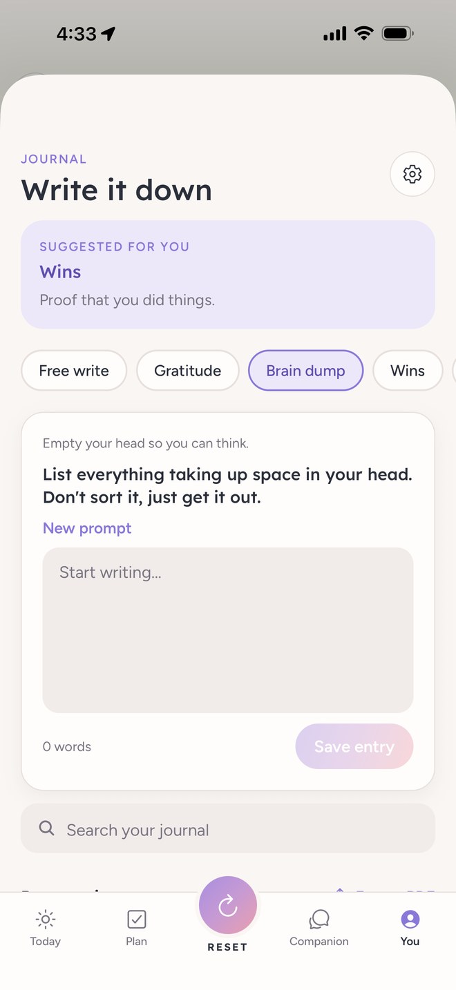 ReSync Journal with brain dump, gratitude and wins prompts